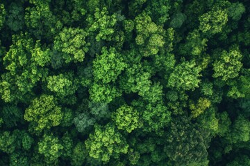 Aerial view of lush green forest canopy.