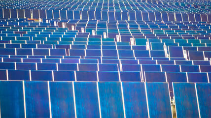 Naklejka premium Aerial of Expansive Solar Farm Grid in Nevada