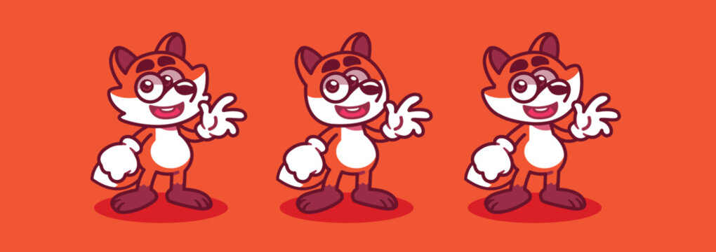 Foxes Wearing Gloves Smiling and Waving