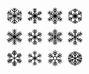 Obraz premium Holidays Snowflake Silhouettes Vector Template