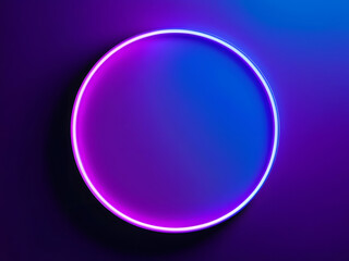 modern stylish purple blue glowing neon light ring circle frame abstract vibrant design 