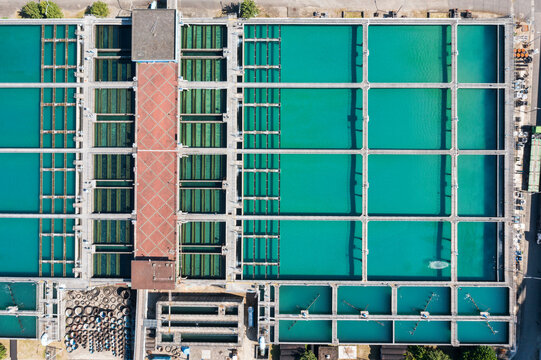 Water Treatment Plant Aerial View Rapid Mix and Filtration Facil