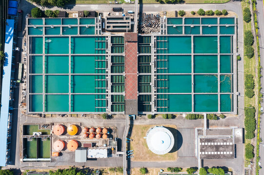 Water Treatment Plant Aerial View Rapid Mix and Filtration Facil