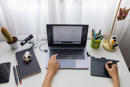 Home study desk of a schoolgirl