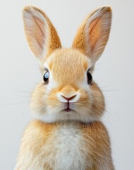 Adorable Baby Rabbit Standing Upright with Fluffy Fur and Cute Ears