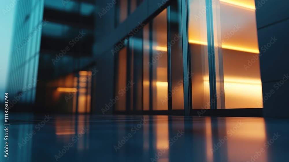 Poster blurred image of modern office building soft lighting abstract colors and shapes