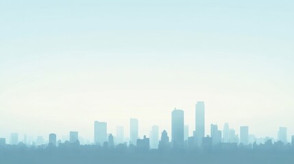 Fototapeta premium Simple Clean Background Faded Silhouette Skyscraper Clear Sky
