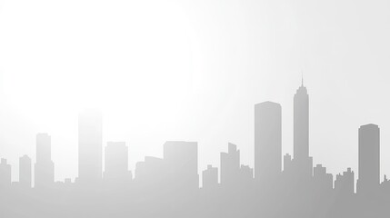 Fototapeta premium Simple Clean Background Faded Silhouette Skyscraper Clear Sky