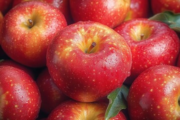 Fresh Red Apples Harvest Fruit Garden Autumn October Healthy Organic Juicy Glossy