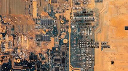 Fototapeta premium Abstract Close-Up Image of Circuit Board with Electric Components