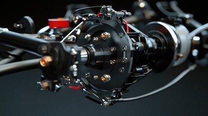 Obraz premium High-Detail Close-Up of Mechanical Engine Component with Wiring