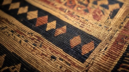 Naklejka premium Intricate Textile Pattern with Geometric Shapes and Earthy Tones