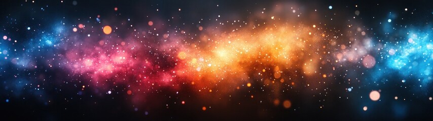 Fototapeta premium New Year's Eve 2025 Fireworks Celebration Banner Panorama Dark Blue Night Sky Texture