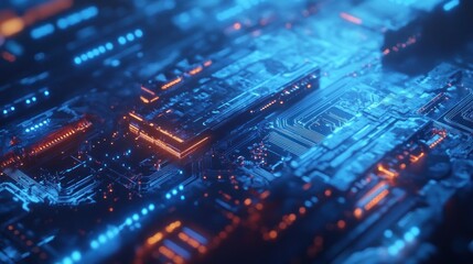 Obraz premium Abstract Circuit Board: Futuristic Technology and Digital World