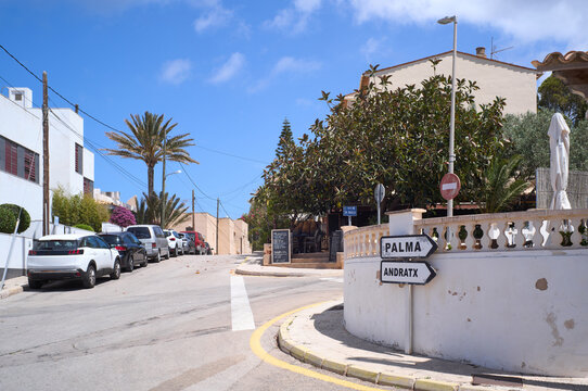 Quiet street in a Mediterranean village on a sunny day