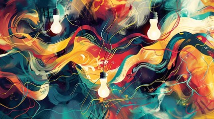 Naklejka premium Vibrant abstract explosion of colors digital textures and fluid shapes create a mesmerizing surreal and captivating backdrop This dynamic visually striking image evokes a sense of imagination