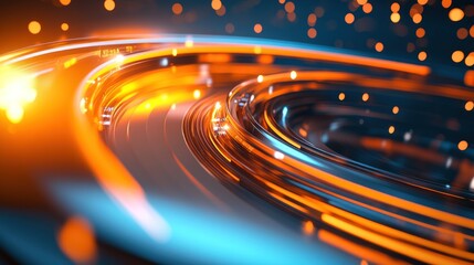 Obraz premium Abstract Orange and Blue Swirling Lightscape