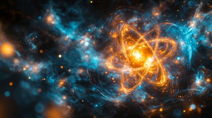 Obraz premium Abstract depiction of atoms and energy flow