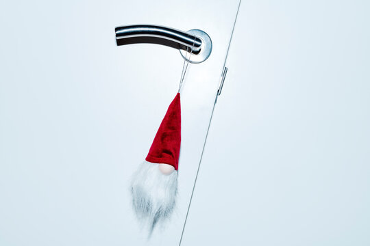santa claus hanging from the door handle