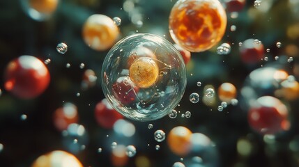Molecular structure with glowing atoms