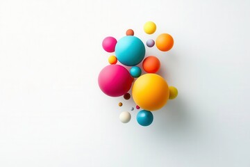 Colorful spheres create vibrant and playful composition on white background