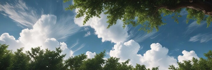 Fototapeta premium Earth-like cloud formation with leafy branches stretching towards the sky , nature, cloud