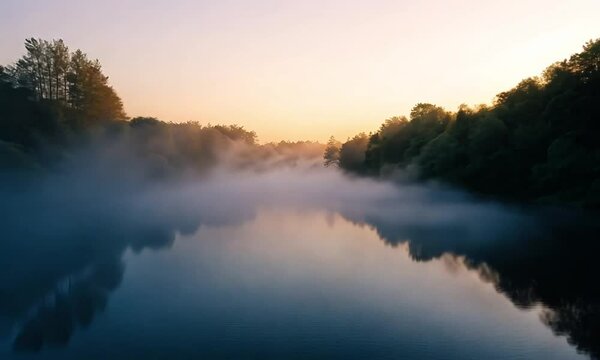 Soft Light Breaking Through River Mist