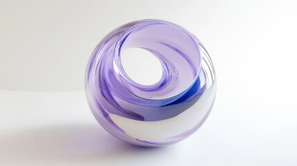 Obraz premium Abstract Glass Sculpture: Swirling Lavender and Blue Hues