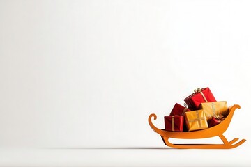 Sleigh filled with colorful presents, perfect for holiday celebrations