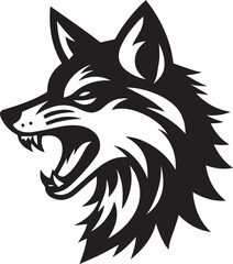 A fox snarling showing its teeth silhouette vector