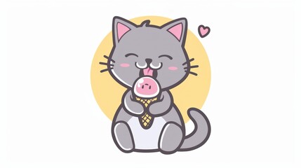 Cute Cat Enjoying Ice Cream