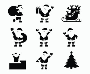 Fototapeta premium Santa Claus Silhouette Collection Vector Template