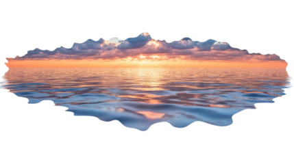 Sunset over the sea transparent background