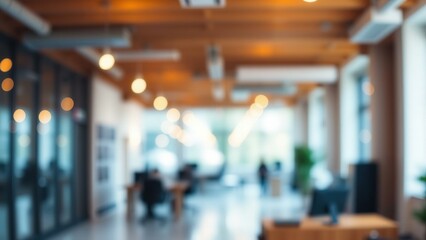 Fototapeta premium Modern Office Space with Wooden Ceilings and Natural Lighting, Perfect for Business Advertising and Corporate Branding