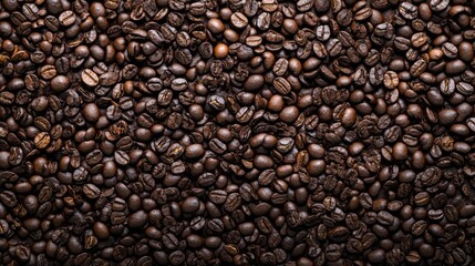 Fototapeta premium Heap of Dark Coffee Beans Texture