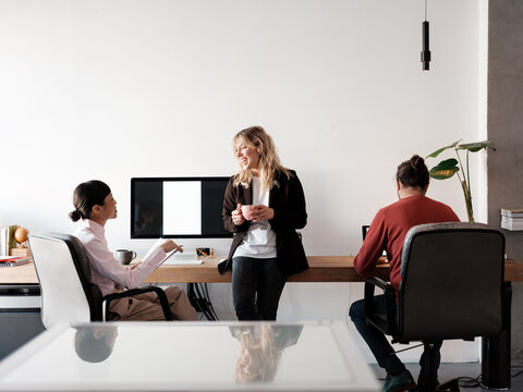 Creative Team Collaborating in a Modern Office Environment