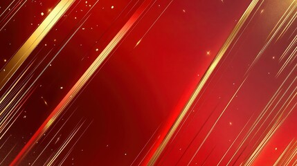 Bold red gradient background with gold diagonal lines and intense stage lighting, evoking a luxurious and energetic broadcast room feel.