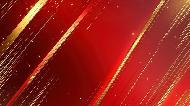Bold red gradient background with gold diagonal lines and intense stage lighting, evoking a luxurious and energetic broadcast room feel.