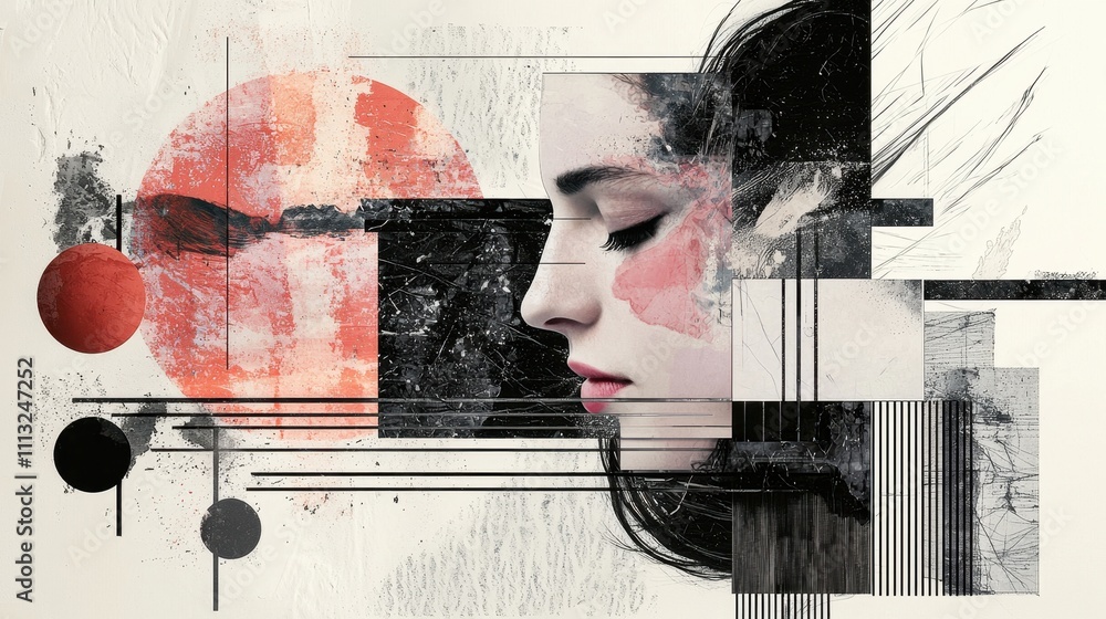 Aufkleber modern artistic layout mockup with polished textures and abstract elements