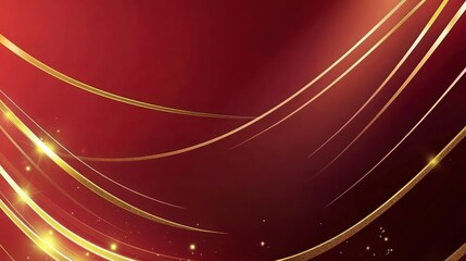 Rich crimson background accented by radiant golden lines and a gentle gradient, with stage lights creating a spotlight effect for a red carpet look.