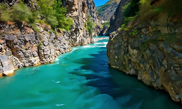 Winding River In Rugged Landscape