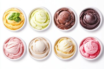Fototapeta premium Set of top view of ice cream bowl isolated in white background