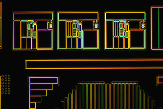 modern high-tech nanoscale wafer circuit micrograph