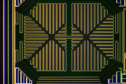 modern high-tech nanoscale wafer circuit micrograph