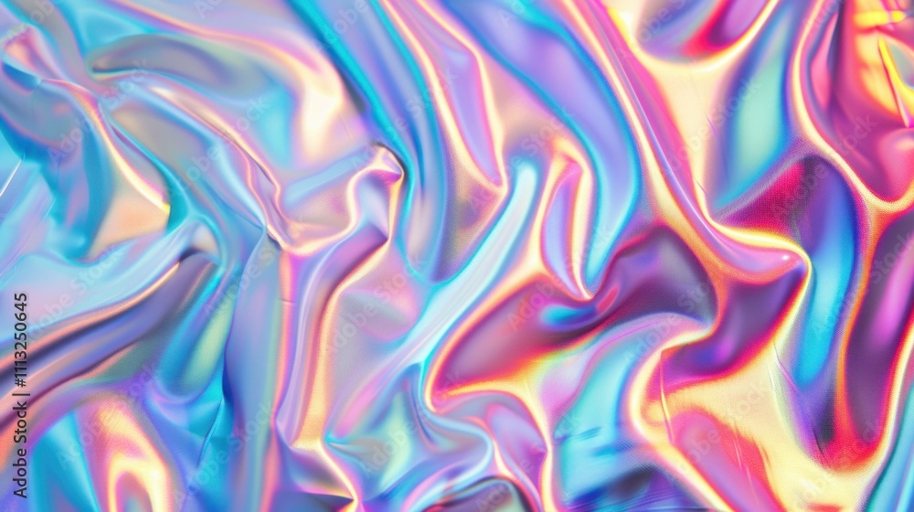 Aufkleber colorful iridescent fabric texture creating a stunning abstract background with smooth flowing waves