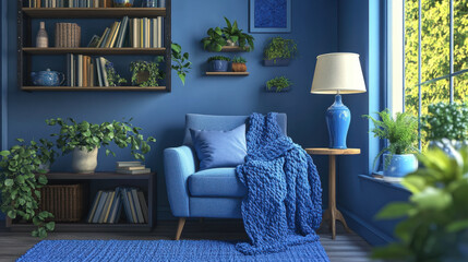 Cozy Reading Nook in Soft Periwinkle Shades