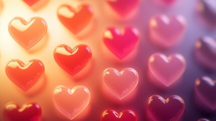 Fototapeta premium Colorful heart shapes arranged in a vibrant pattern showcasing love and affection
