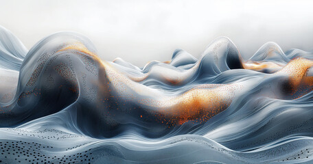 Abstract Digital Landscape with Metallic Accents