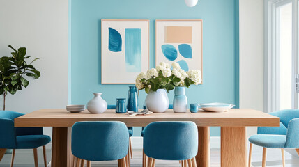 Modern Dining Area with Powder Blue Palette