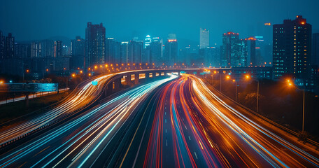 Obraz premium Vibrant City Expressway at Night